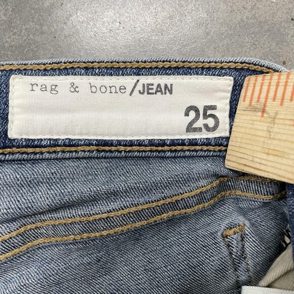 rag & bone/JEAN Capri Jeans Womens 25 Blue Light Wash Distressed Ripped Skinny - Picture 3 of 9